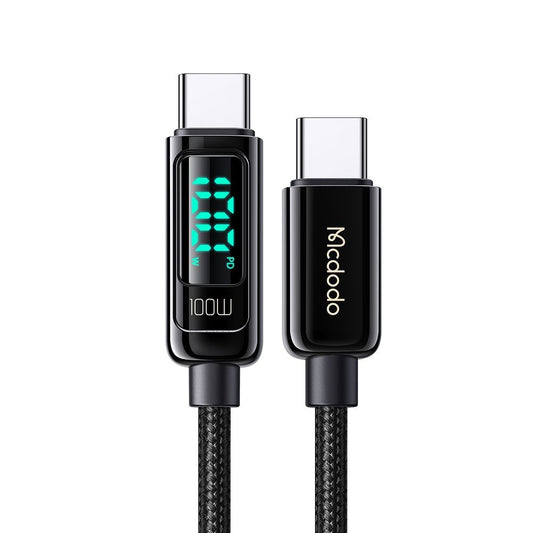 Cable de Datos y Carga USB-C - USB-C McDodo CA-8820 Display, 100W, 1.2m, Negro