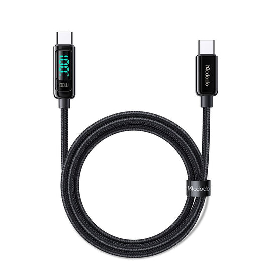 Cable de Datos y Carga USB-C - USB-C McDodo CA-8820 Display, 100W, 1.2m, Negro