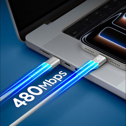 Cable de Datos y Carga USB-C - USB-C Spigen EB10010CCA, 100W, 1m, Blanco ACA11102