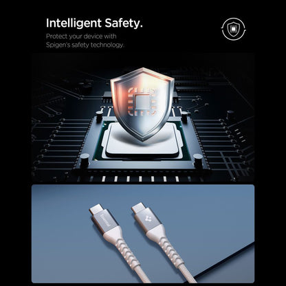Cable de Datos y Carga USB-C - USB-C Spigen EB10010CCA, 100W, 1m, Blanco ACA11102