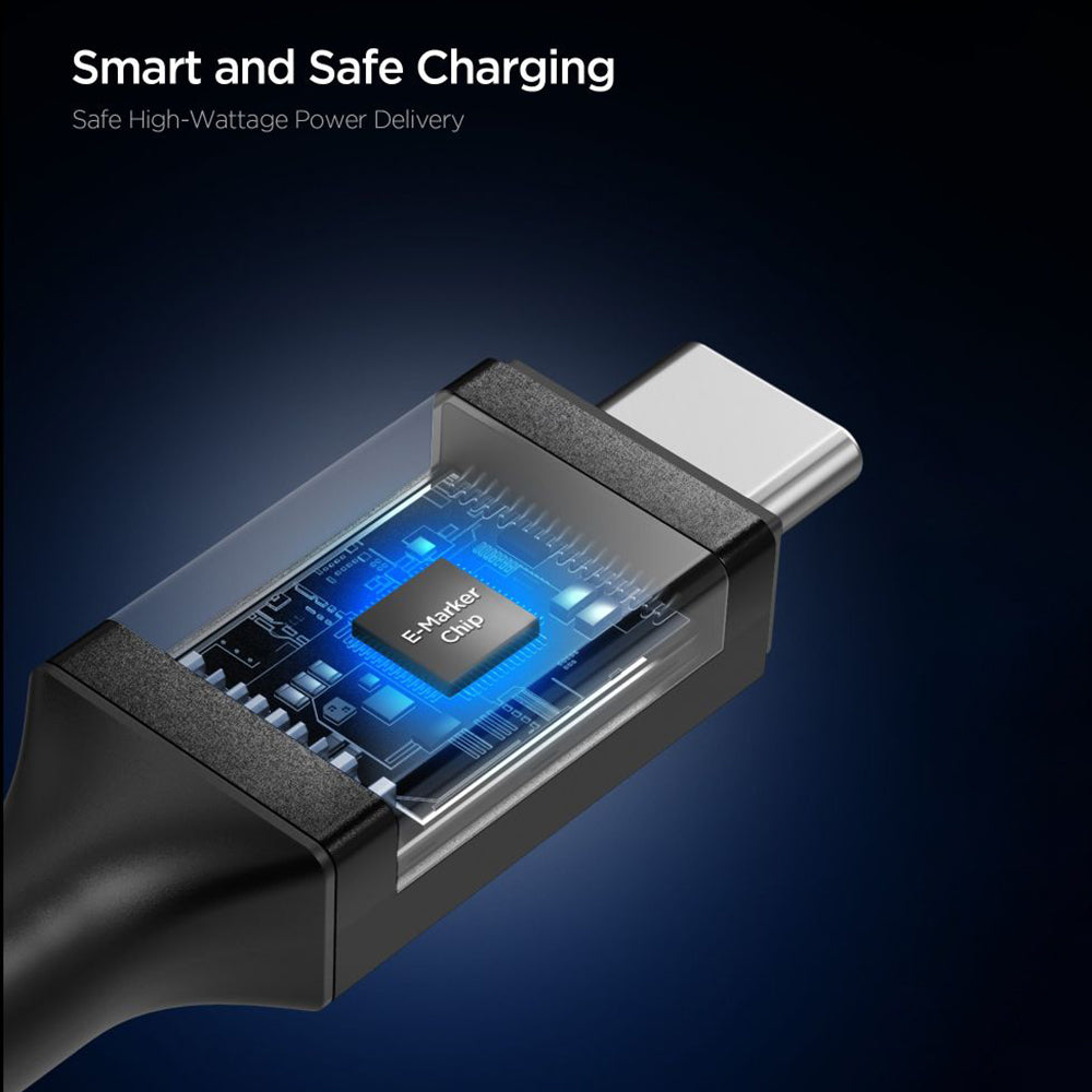 Cable de Datos y Carga USB-C - USB-C Spigen EB10015CC, 100W, 1.5m, Negro ACA10421