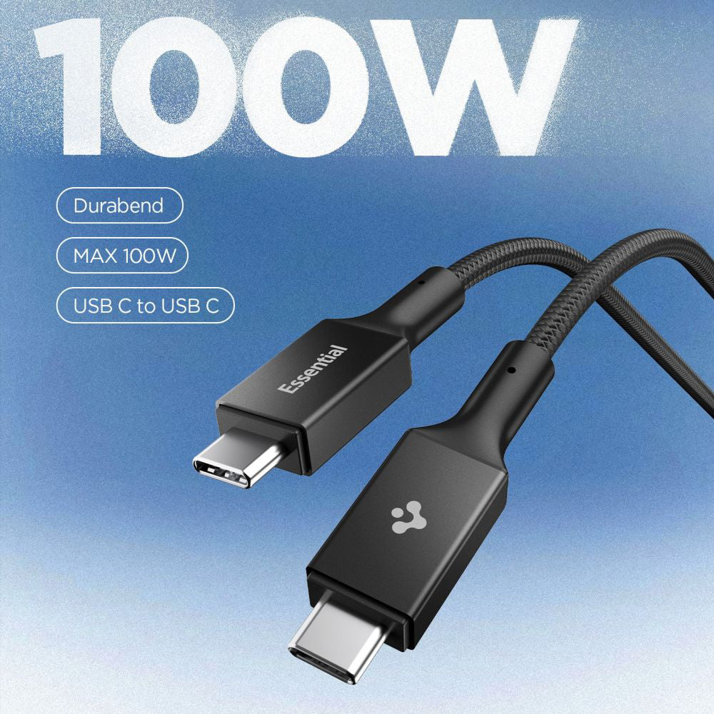Cable de Datos y Carga USB-C - USB-C Spigen EB10015CC, 100W, 1.5m, Negro ACA10421