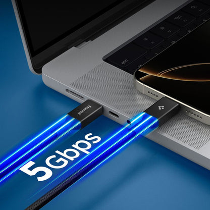 Cable de Datos y Carga USB-C - USB-C Spigen EB10015CC, 100W, 1.5m, Negro ACA10421