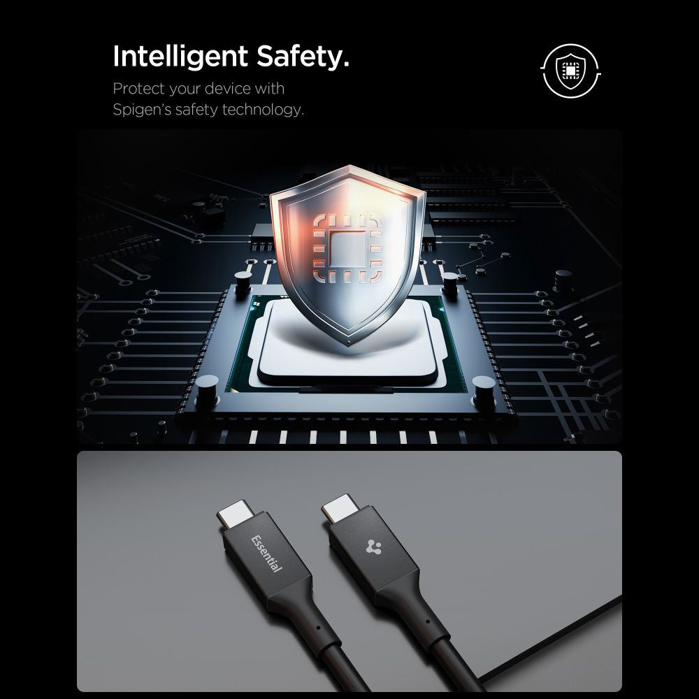 Cable de Datos y Carga USB-C - USB-C Spigen EB10020CC, 100W, 2m, Negro ACA09460