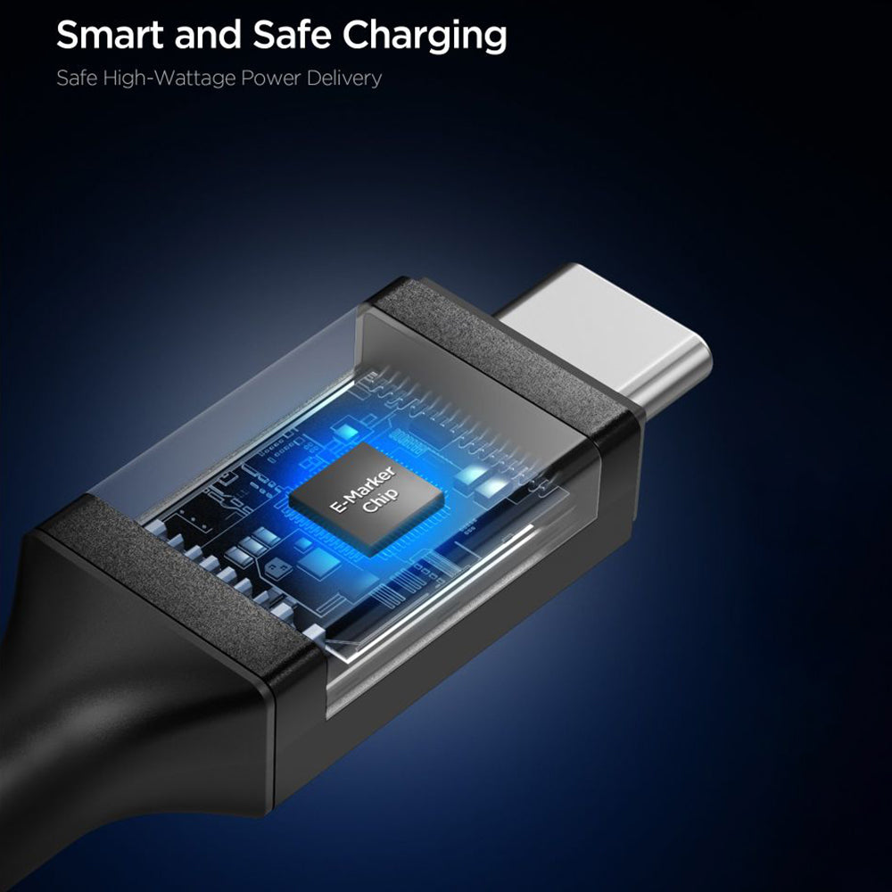 Cable de Datos y Carga USB-C - USB-C Spigen EB10020CC, 100W, 2m, Negro ACA09460
