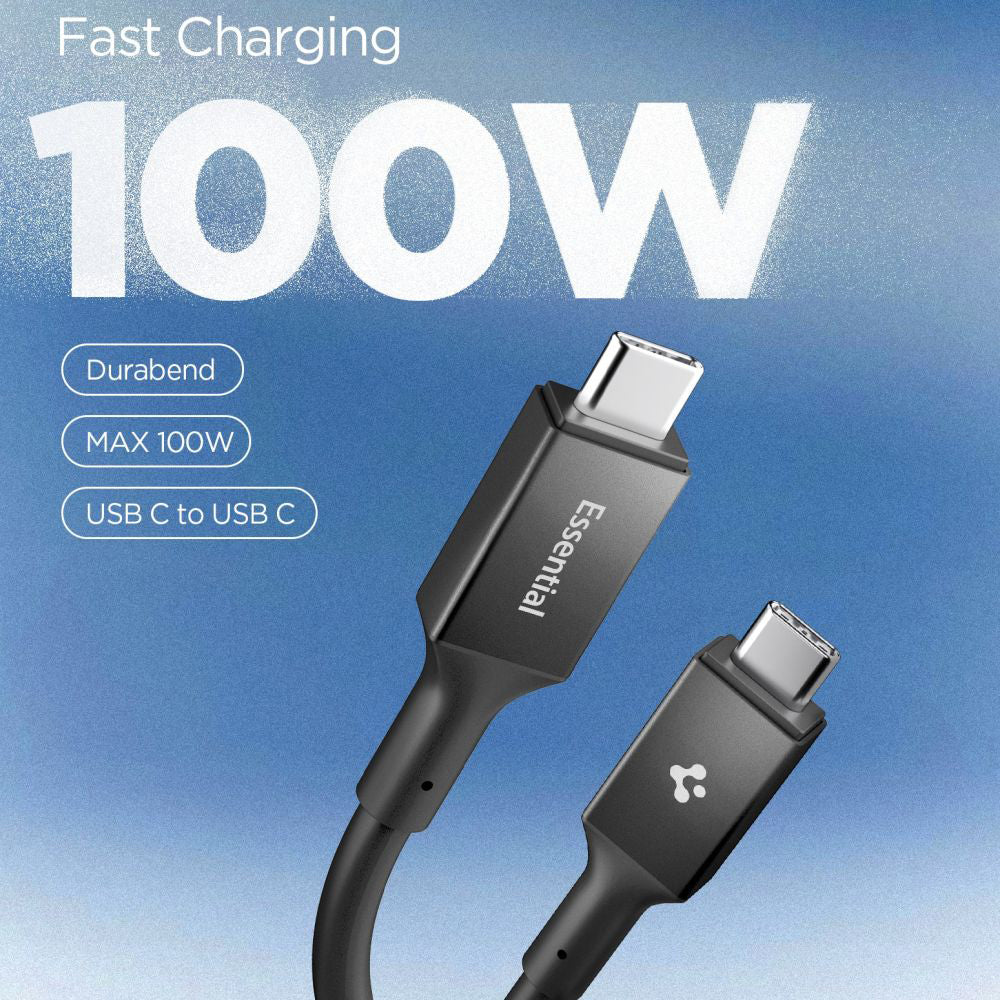 Cable de Datos y Carga USB-C - USB-C Spigen EB10020CC, 100W, 2m, Negro ACA09460