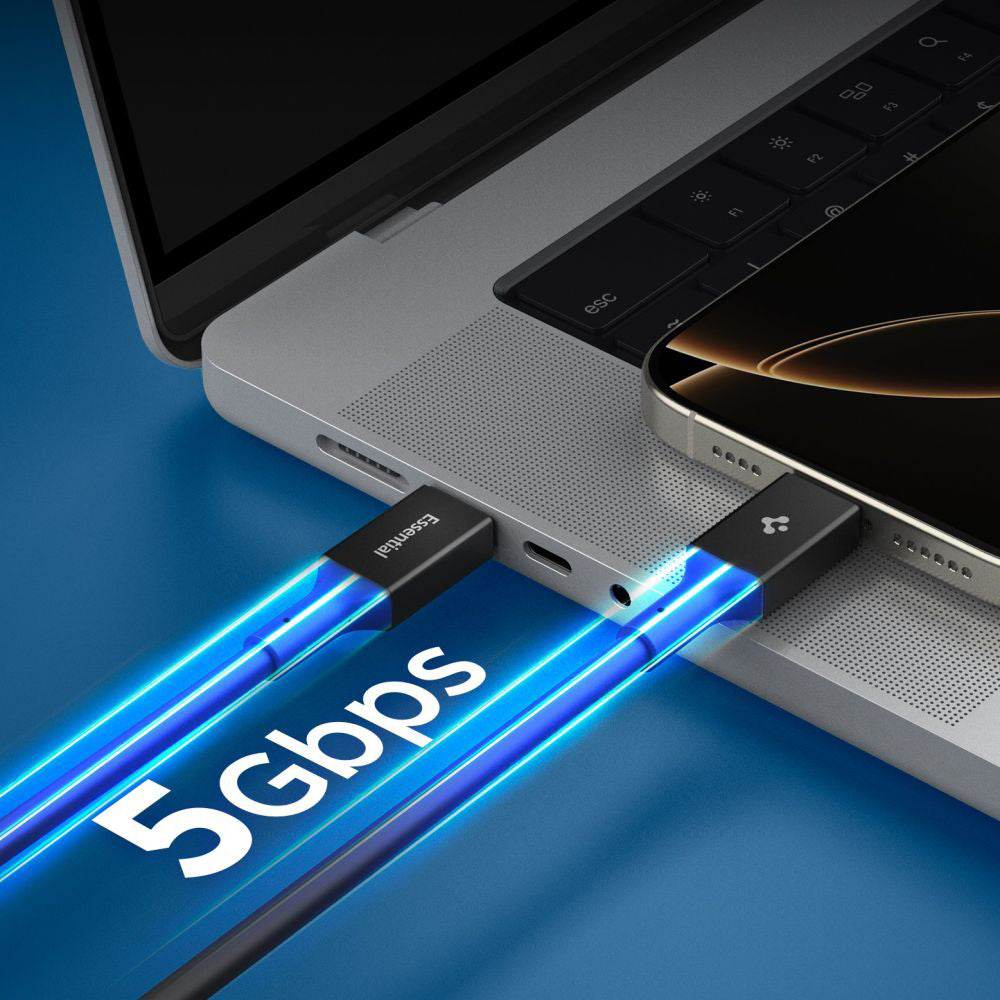 Cable de Datos y Carga USB-C - USB-C Spigen EB10020CC, 100W, 2m, Negro ACA09460