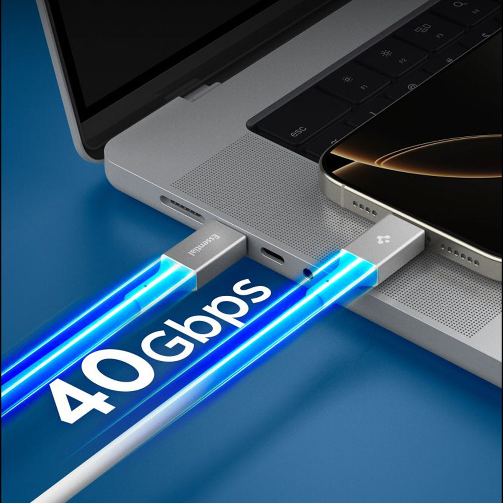Cable de Datos y Carga USB-C - USB-C Spigen EB24012CC, 240W, 1.2m, Blanco