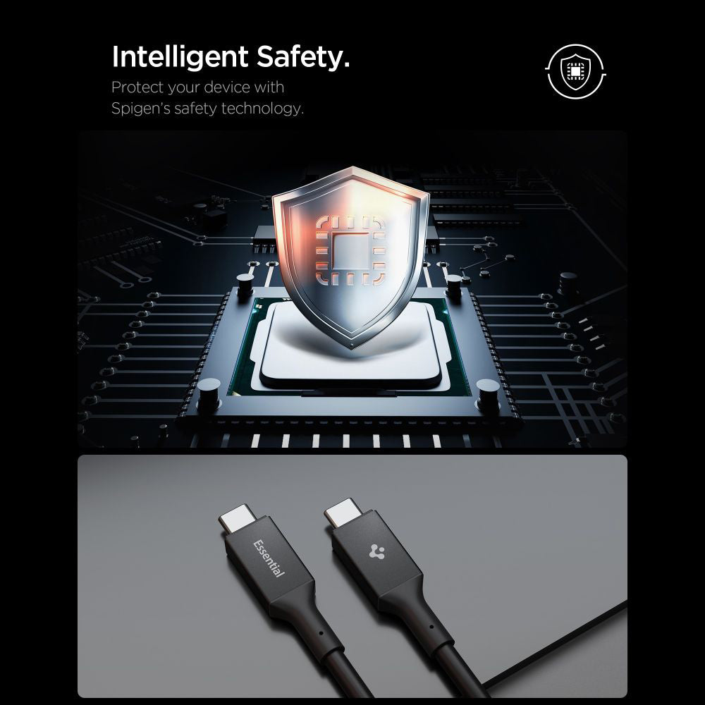 Cable de Datos y Carga USB-C - USB-C Spigen EB24012CC, 240W, 1.2m, Negro ACA09461