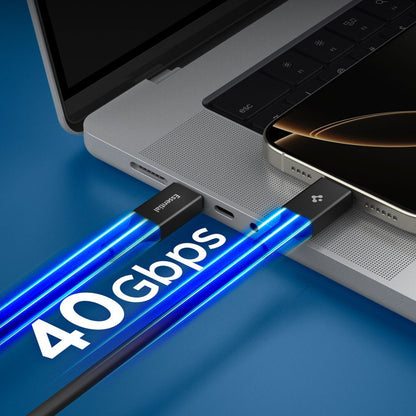 Cable de Datos y Carga USB-C - USB-C Spigen EB24012CC, 240W, 1.2m, Negro ACA09461