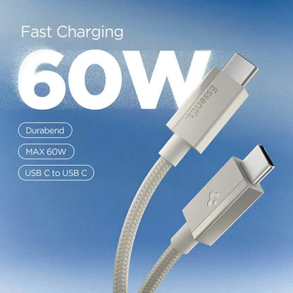 Cable de Datos y Carga USB-C - USB-C Spigen EB6015CC, 60W, 1.5m, Gris Titan ACA10419