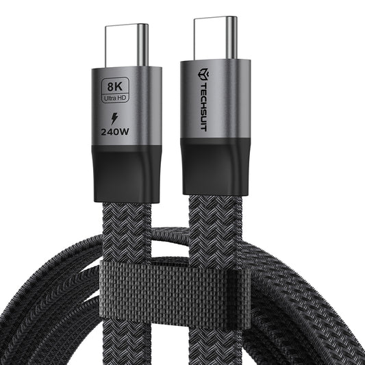 Cable de Datos y Carga USB-C - USB-C Techsuit ElysiumSync Pro CX1, 240W, 1m, Gris