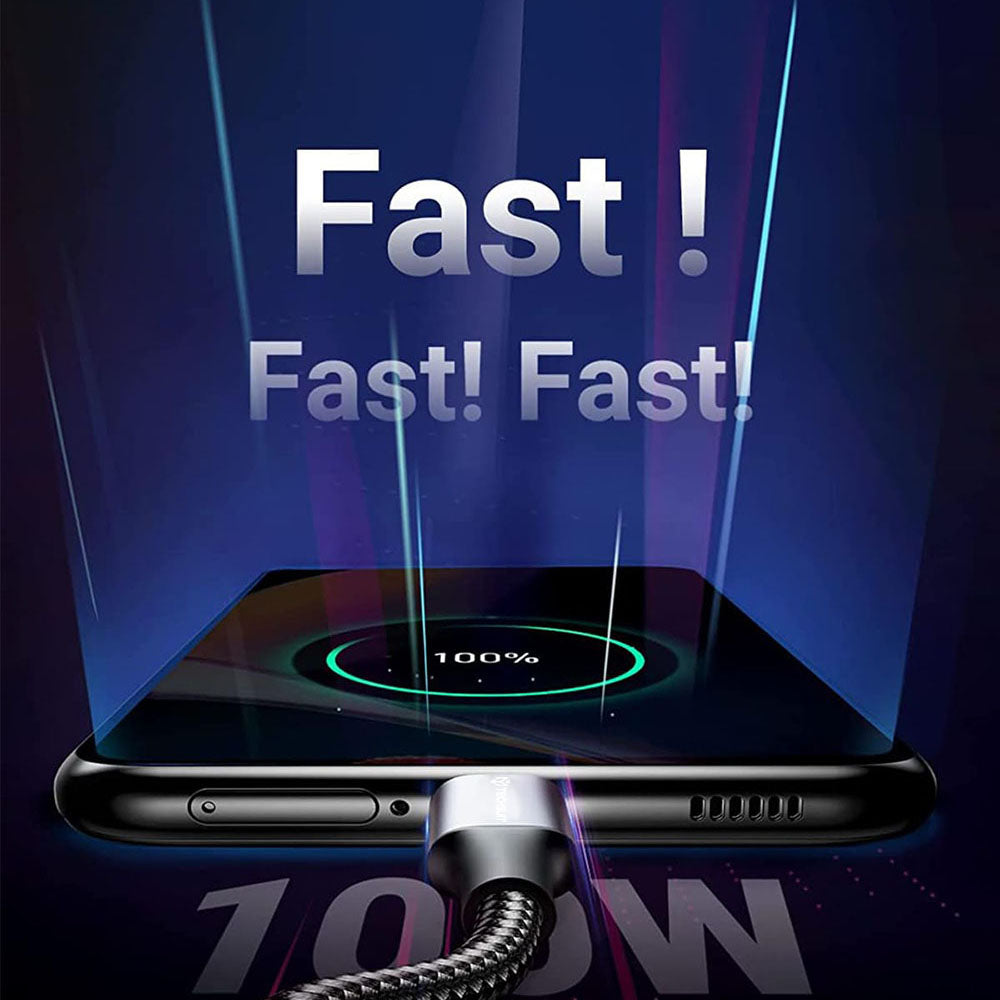 Cable de Datos y Carga USB-C - USB-C Techsuit PCB018, 100W, 1m, Negro