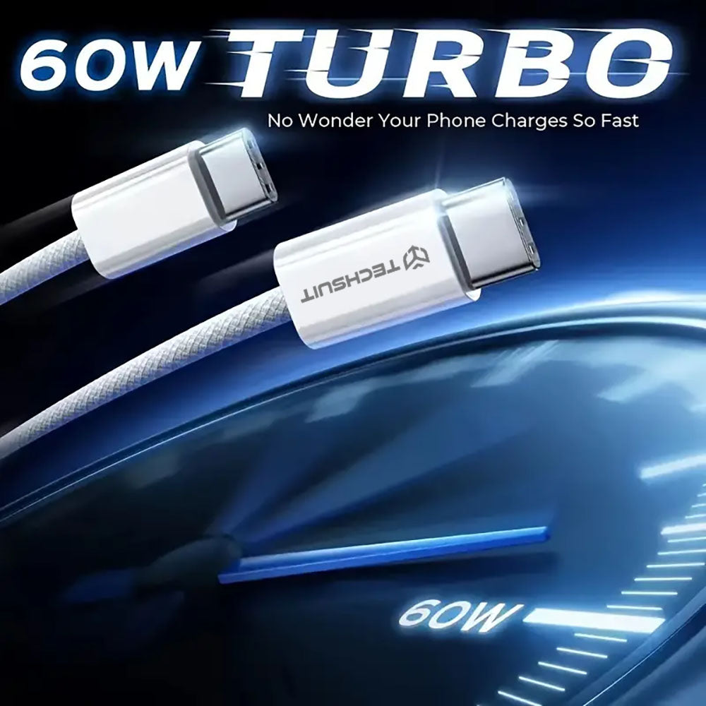 Cable de Datos y Carga USB-C - USB-C Techsuit PCB114D, 60W, 1m, Azul