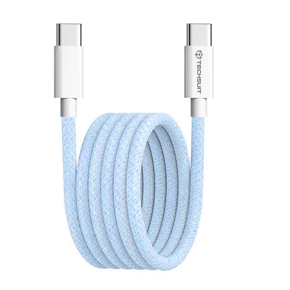 Cable de Datos y Carga USB-C - USB-C Techsuit PCB114D, 60W, 1m, Azul