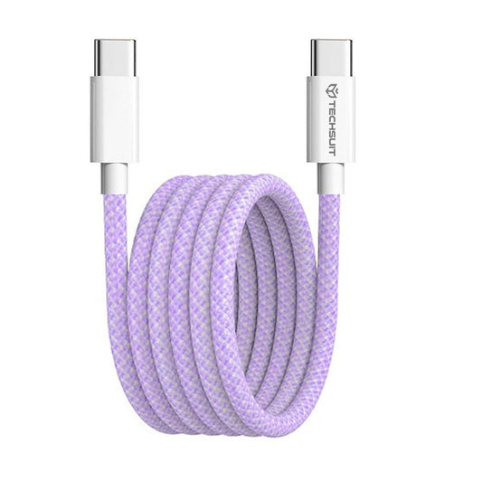 Cable de Datos y Carga USB-C - USB-C Techsuit PCB114D, 60W, 1m, Morado