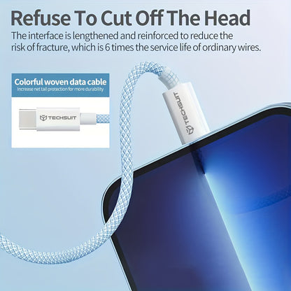 Cable de Datos y Carga USB-C - USB-C Techsuit PCB114D, 60W, 1m, Morado