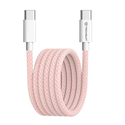 Cable de Datos y Carga USB-C - USB-C Techsuit PCB114D, 60W, 1m, Rosa
