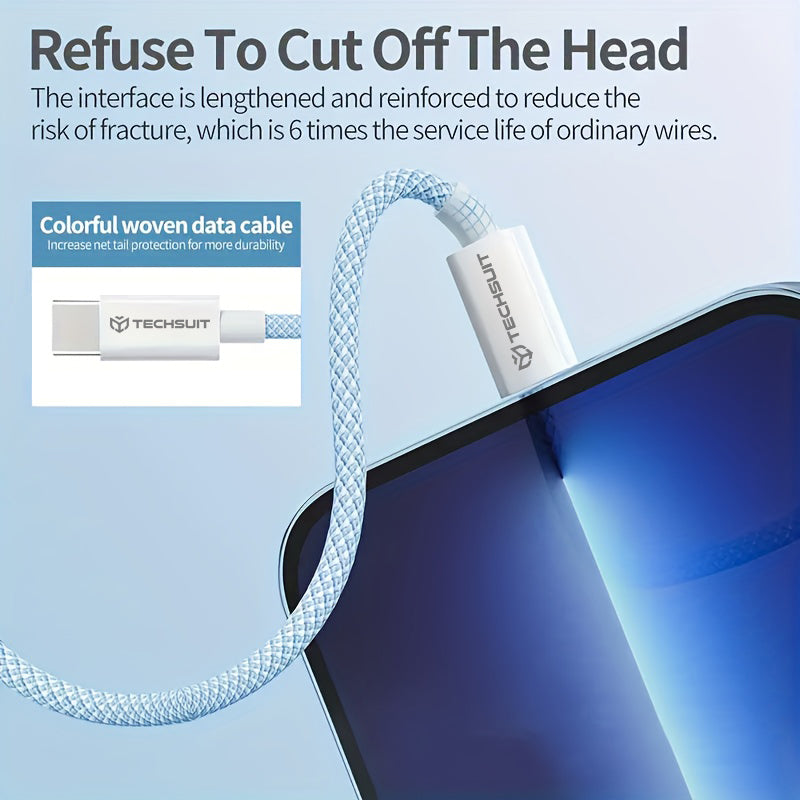 Cable de Datos y Carga USB-C - USB-C Techsuit PCB114D, 60W, 1m, Rosa