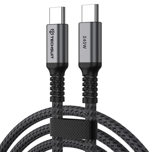 Cable de Datos y Carga USB-C - USB-C Techsuit TitanSync Pro CX2, 240W, 2m, Gris