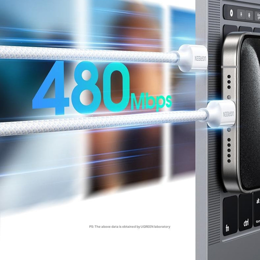 Cable de Datos y Carga USB-C - USB-C UGREEN L501, 60W, 1m, Blanco