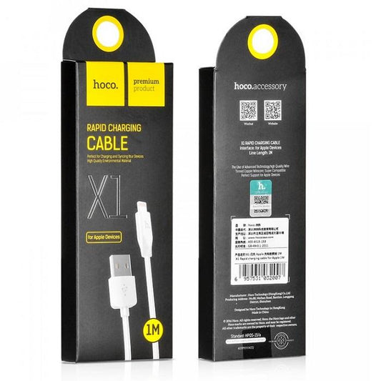 Cable de datos y carga USB-A - Lightning HOCO Rapid X1, 18W, 1m, Blanco