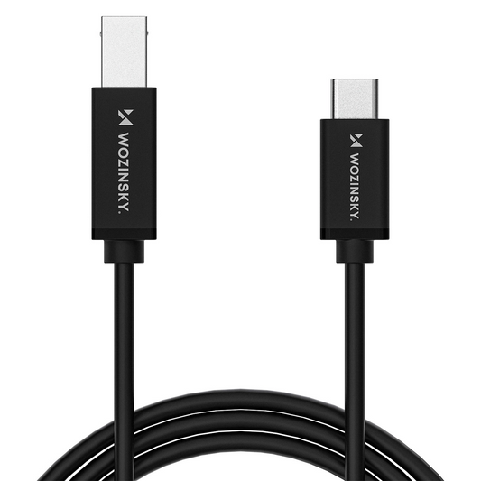 Cable de impresora WZK WKDDY2S, USB-C - USB-B, 2m, Negro
