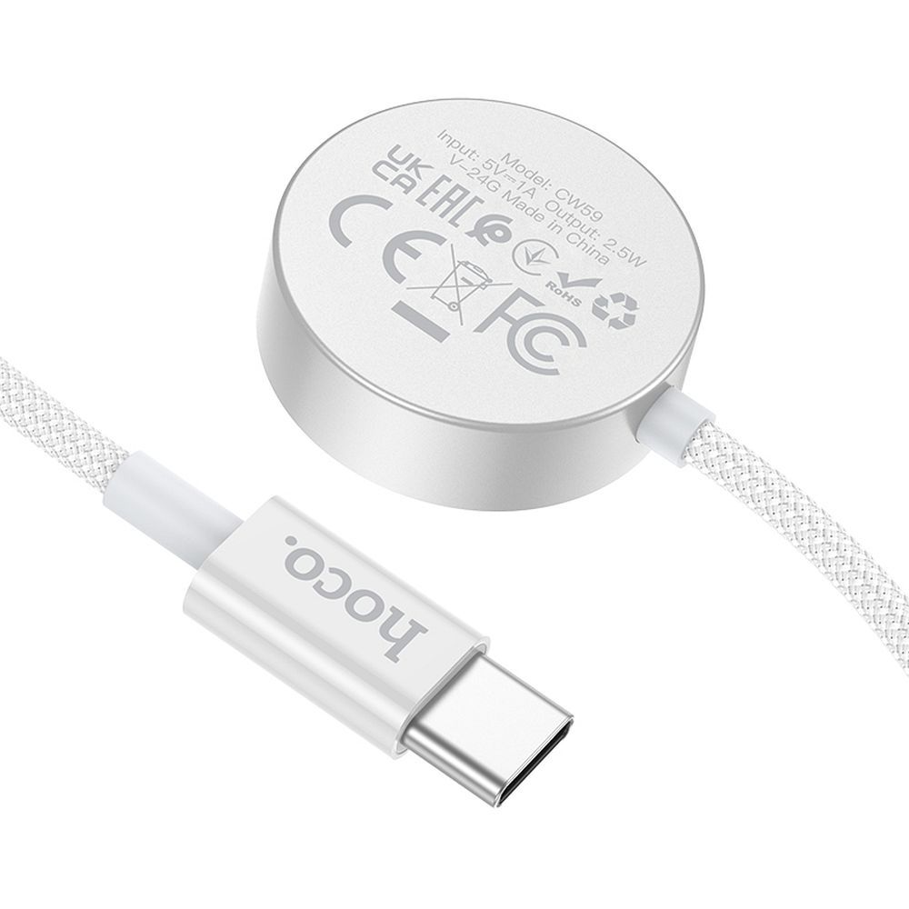 Cable de Carga HOCO CW59 para Apple Watch / Samsung Galaxy Watch Series, Blanco