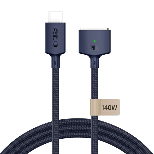 Cable de carga Tech-Protect MMC01 Ultraboost, USB-C - MagSafe 3, 140W, 3m, Azul marino