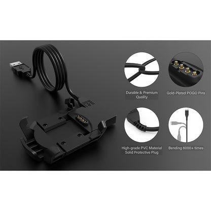 Cable de Carga Techsuit TGC5 para Garmin Fenix 3 Sapphire / 3 HR / 3, USB-A, Negro