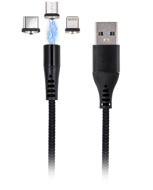 Cable de Datos y Carga USB-A - Lightning / microUSB / USB-C MaXlife MXUC-02-2 3en1, 18W, 1m, Negro