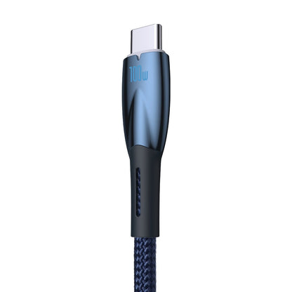 Cable de carga y datos USB-A a USB-C Baseus Glimmer Series, 100 W, 1 m, azul