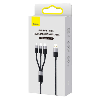 Cable de carga USB-A - Lightning / microUSB / USB-C Baseus StarSpeed 3in1, 18W, 1,2m, Negro CAXS000001 CAXS000001 