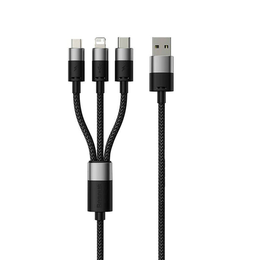 Cable de Carga USB-A - Lightning / microUSB / USB-C Baseus StarSpeed 3in1, 20W, 0.6m, Negro P10319900111-00