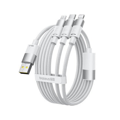 Cable de Carga USB-A - Lightning / microUSB / USB-C Baseus StarSpeed, 100W, 1.5m, Blanco P10319900211-00