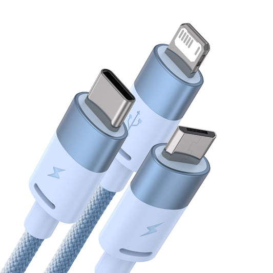 Cable de Carga USB-A - Lightning / microUSB / USB-C Baseus StarSpeed 3en1, 20W, 1.2m, Azul CAXS000017