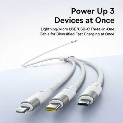 Cable de Carga USB-A - Lightning / microUSB / USB-C Baseus StarSpeed, 100W, 1.5m, Blanco P10319900211-00
