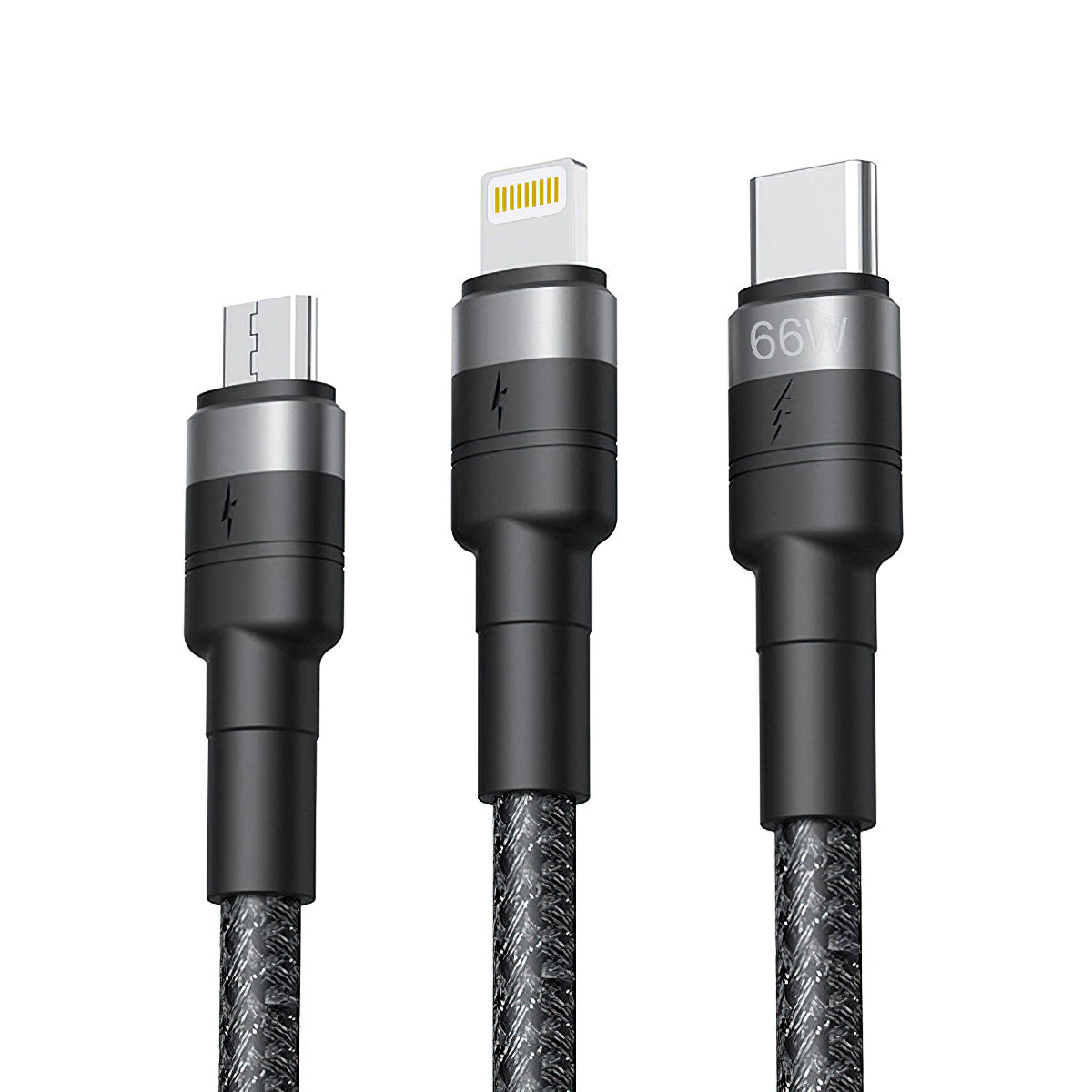 Cable de Carga USB-A - Lightning / microUSB / USB-C XO Design NB-Q191 3in1, 66W, 1.2m, Negro