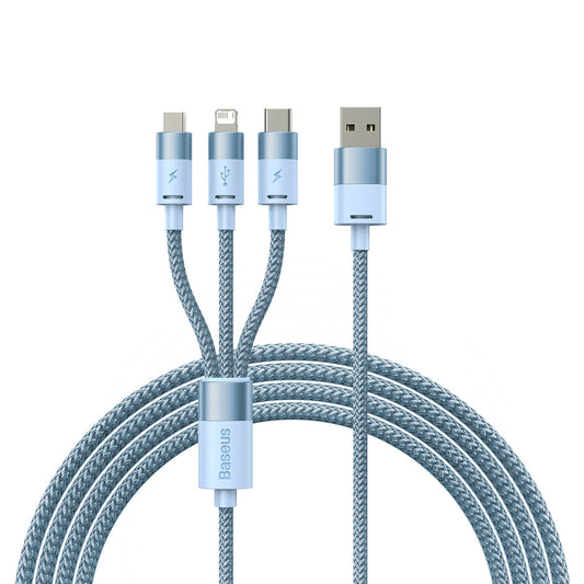 Cable de Carga USB-A - Lightning / microUSB / USB-C Baseus StarSpeed 3en1, 20W, 1.2m, Azul CAXS000017