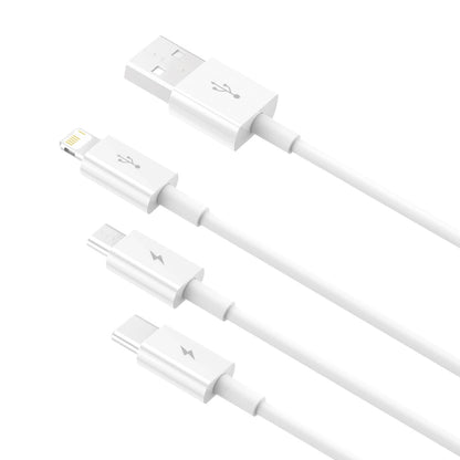 Cable de carga USB-A - Lightning / microUSB / USB-C Baseus Superior 3in1 Series, 20W, 0.5m, Blanco 