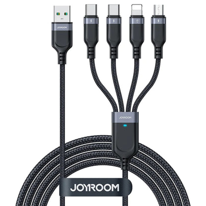 Cable de carga USB-A - Lightning / microUSB / 2 x USB-C Joyroom S-1T4018A18 4en1, 20W, 1,2m, Negro 