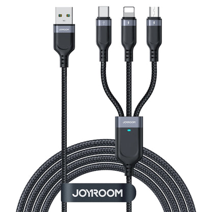 Cable de carga USB-A - Lightning / microUSB / USB-C Joyroom S-A18 3en1, 18 W, 0,3 m, negro 