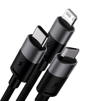 Cable de carga USB-A - Lightning / microUSB / USB-C Baseus StarSpeed 3in1, 18W, 1,2m, Negro CAXS000001 CAXS000001 