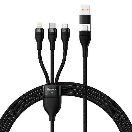 Cable de carga Baseus Flash Series II 3in1 USB-A / USB-C - Lightning / microUSB / USB-C, 100 W, 1,2 m, negro CASS03010101