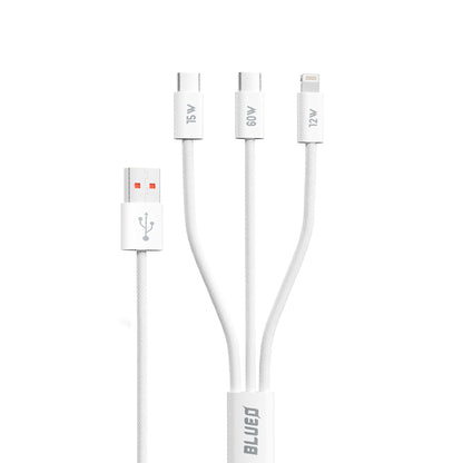 Cable de Carga USB-A - Lightning / 2 x USB-C Blueo, 75W, 1.2m, Blanco