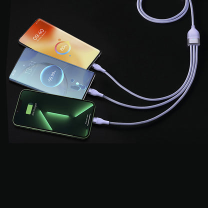 Cable de Carga USB-A - Lightning / microUSB / USB-C Baseus Flash Series II 3en1, 66W, 1.2m, Morado CASS040005