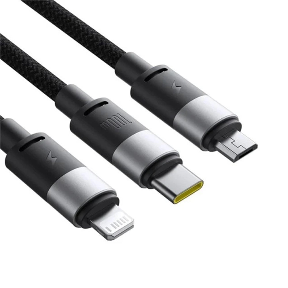 Cable de Carga USB-A - Lightning / microUSB / USB-C Baseus StarSpeed 3in1, 100W, 1.5m, Negro P10319900111-01