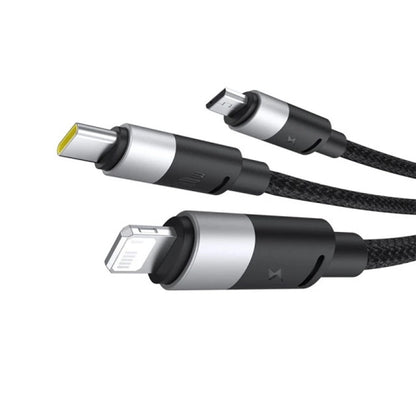 Cable de Carga USB-A - Lightning / microUSB / USB-C Baseus StarSpeed 3in1, 100W, 1.5m, Negro P10319900111-01