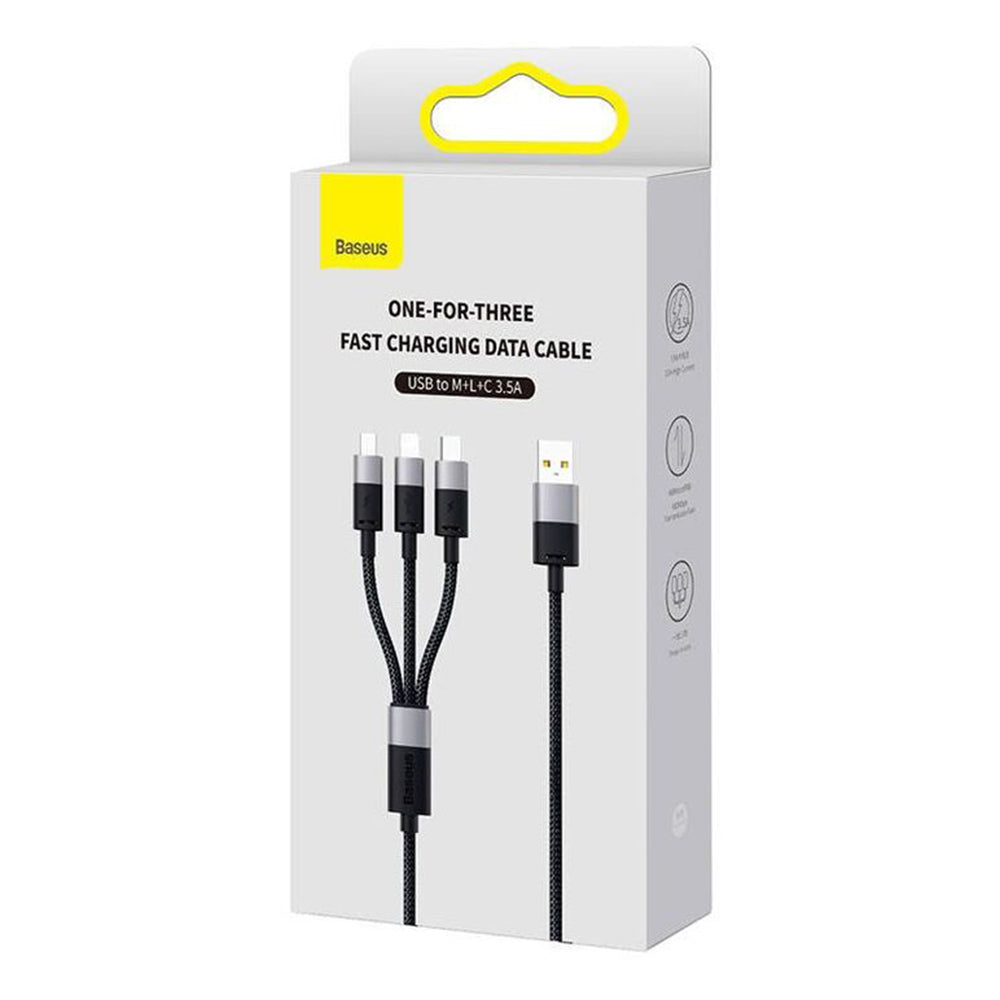 Cable de Carga USB-A - Lightning / microUSB / USB-C Baseus StarSpeed 3in1, 100W, 1.5m, Negro P10319900111-01