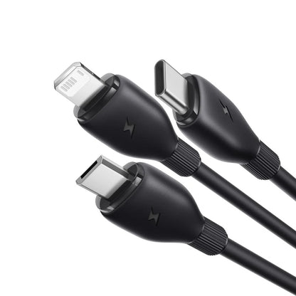 Cable de Carga USB-A - Lightning / microUSB / USB-C Baseus Ultra Fast 3in1, 18W, 1.3m, Negro P10376303121-00